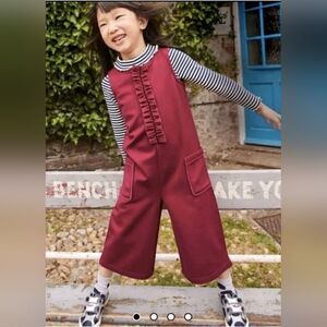 Mini Boden Sleeveless Jumpsuit in Bramble Bush Red Ruffled Overall